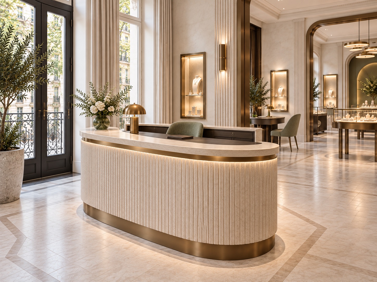 Luxury jewelry boutique reception desk