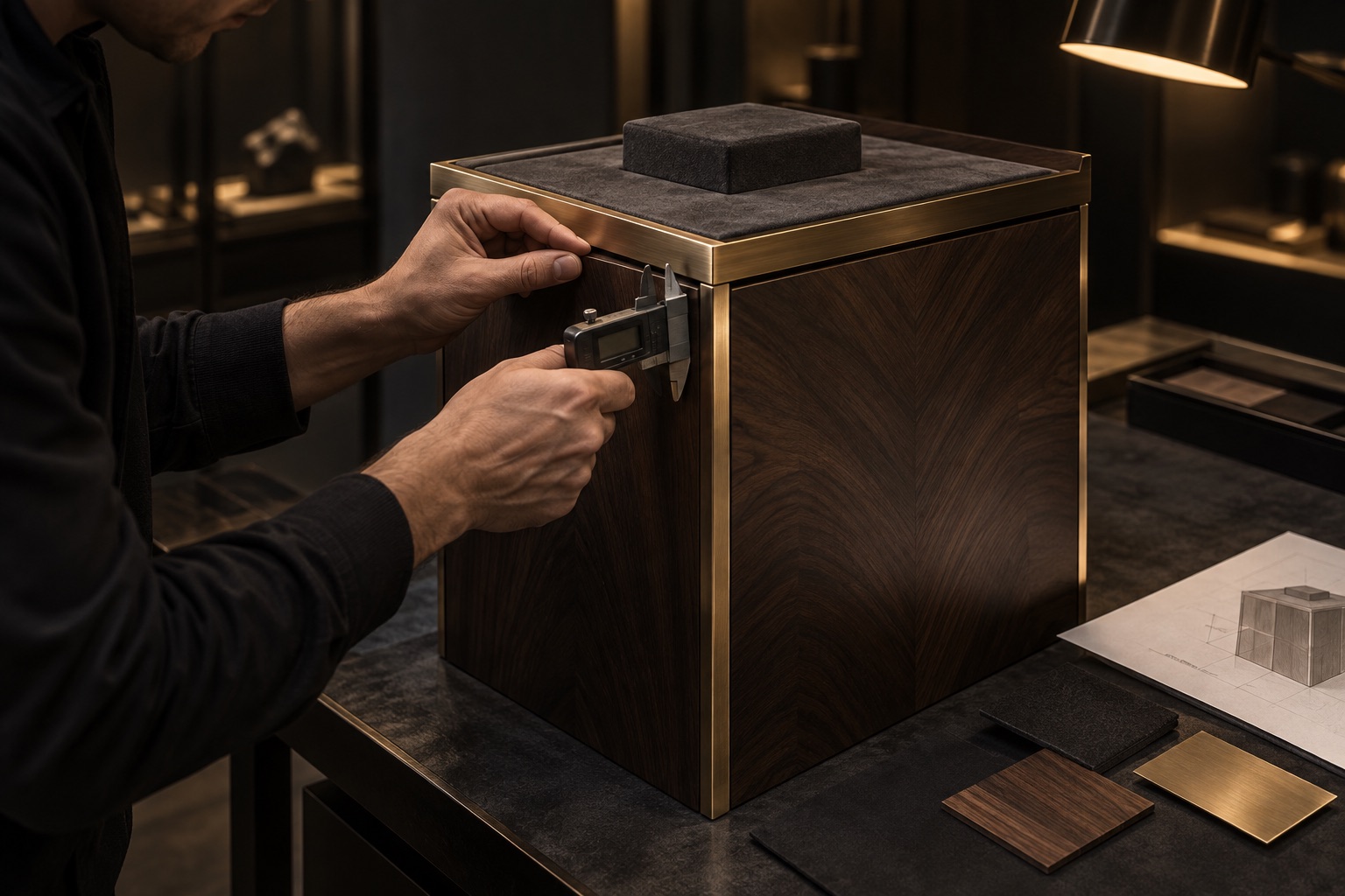 Bespoke furniture, lighting and fixtures designed in-house and built by hand, from a single console to a full collection.